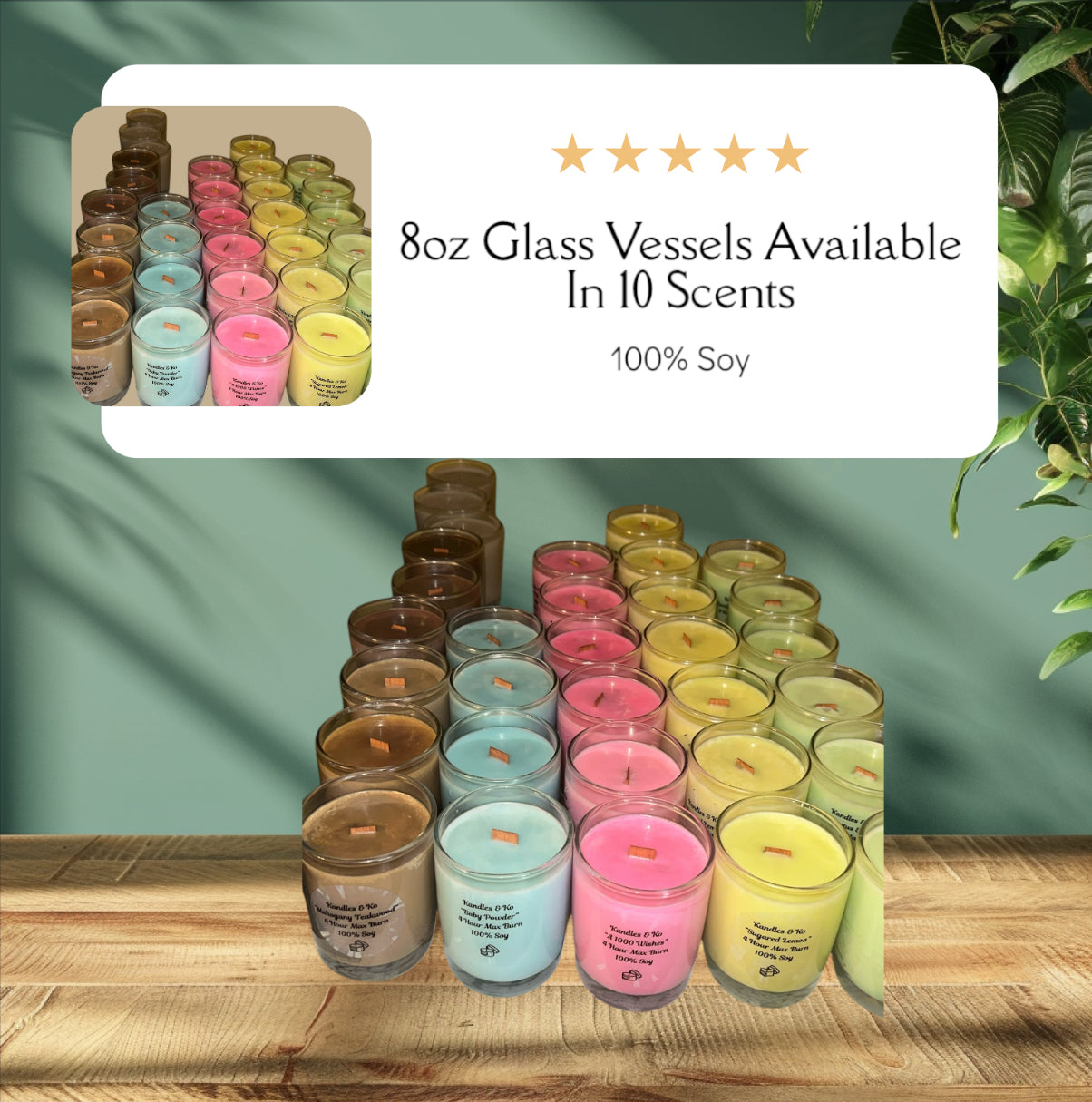 8oz Glass Vessels Available In 10 Scents