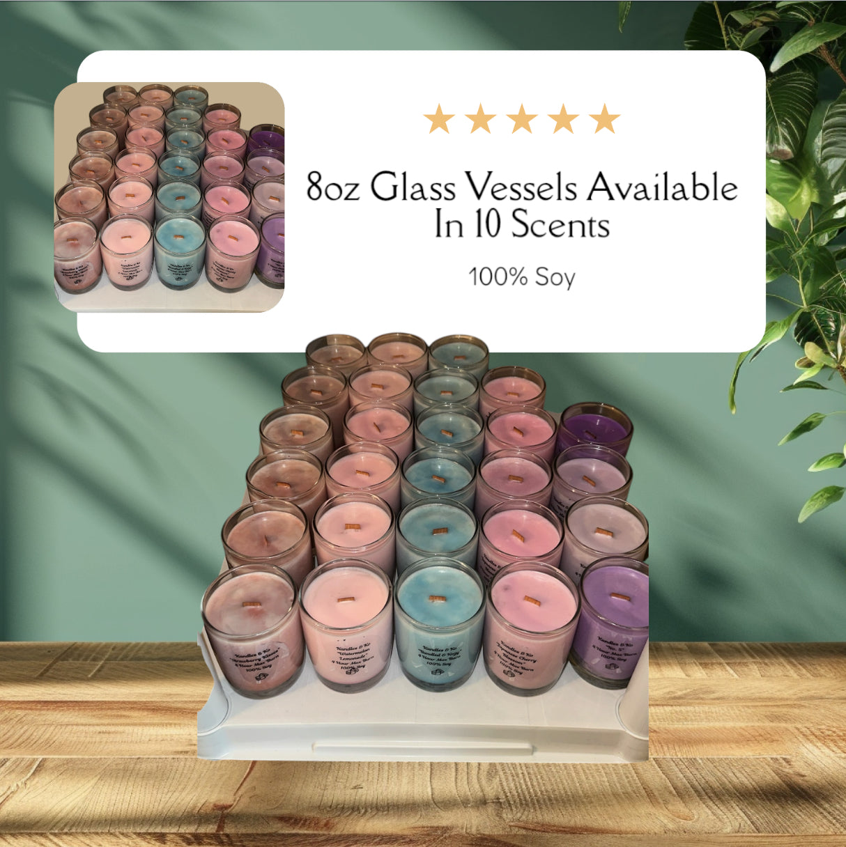 8oz Glass Vessels Available In 10 Scents